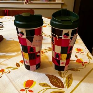 NEW Kate Spade New York  Holiday JOY Thermal Mug with Lid 16oz (Set of 2)